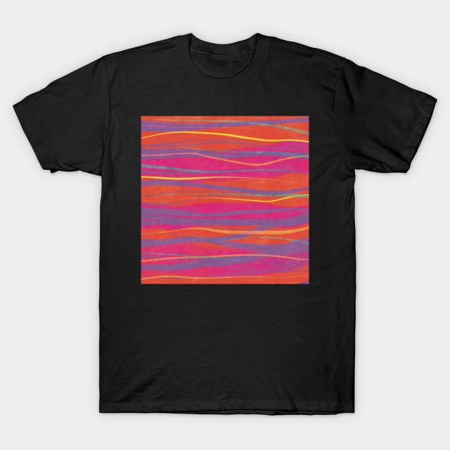 Pink, orange, yellow, violet watercolored horisontal striped pattern T-Shirt by marina63